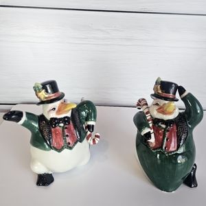 Fitz and Floyd Snow Business Penguin Cream and Sugar Set